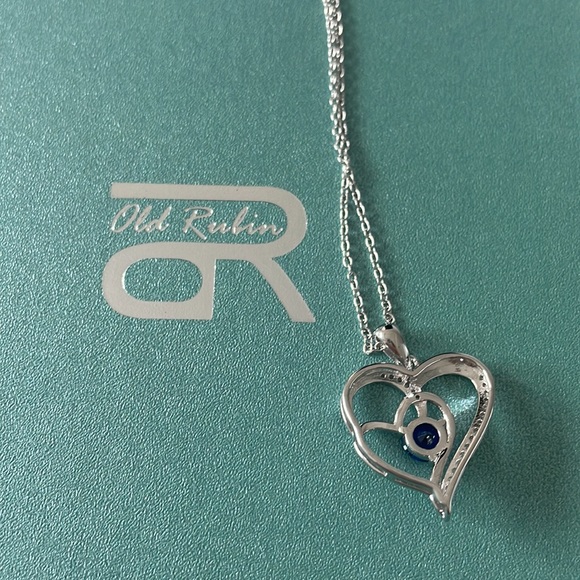 OR Old Rubin 925 Silver Heart Necklace with Gemstone Birthstone - Picture 6 of 11